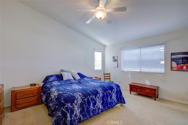 1166 Labrador Ct, Newman, CA 95360 - bedroom featuring vaulted ceiling, carpet, and a ceiling fan