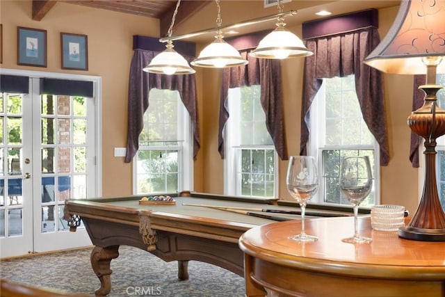 8905 Saint Cloud Ln, Bakersfield, CA 93311 - game room with french doors, billiards, and plenty of natural light