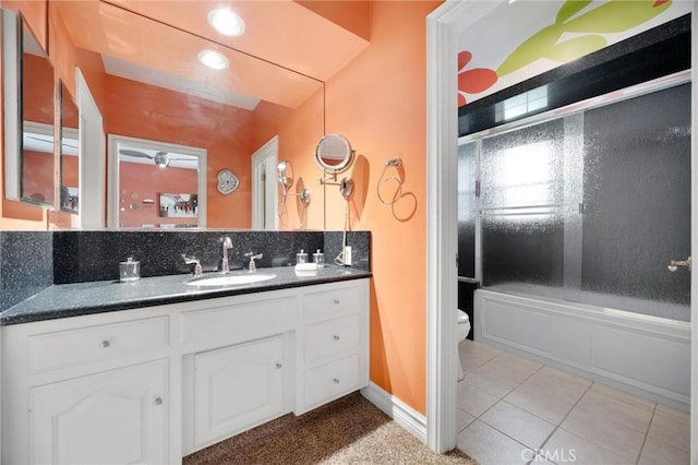 8905 Saint Cloud Ln, Bakersfield, CA 93311 - full bathroom featuring vanity, shower / tub combination, and tile patterned flooring