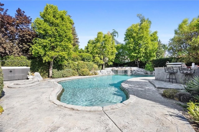 8905 Saint Cloud Ln, Bakersfield, CA 93311 - outdoor pool featuring a patio area and view of scattered trees