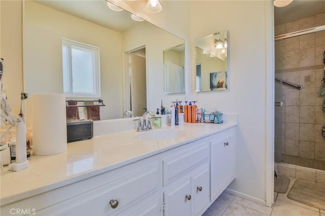 15339 Regalado St, Hacienda Heights, CA 91745 - full bath with a stall shower, vanity, and tile patterned flooring