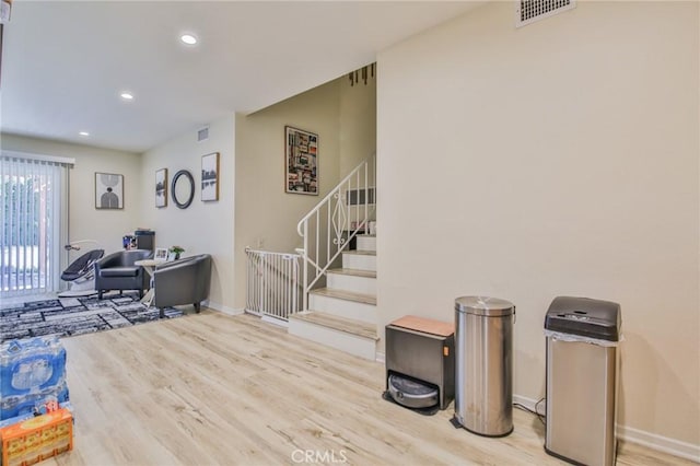 15339 Regalado St, Hacienda Heights, CA 91745 - entryway with wood finished floors, stairway, and recessed lighting