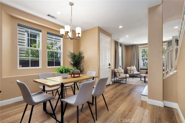 7 Sachem Way, Ladera Ranch, CA 92694 - dining room featuring a chandelier, light wood finished floors, stairway, and recessed lighting