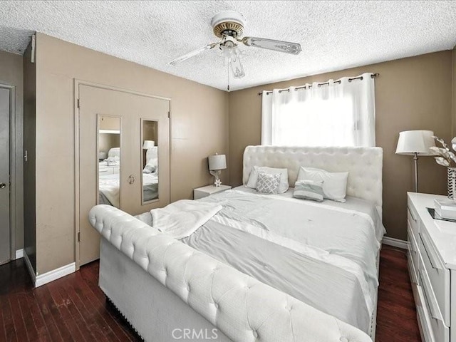 20319 Vanowen St, Winnetka, CA 91306 - bedroom with wood finished floors, a textured ceiling, and a ceiling fan