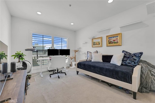 5224 Zelzah Ave Unit 208, Encino, CA 91316 - carpeted bedroom featuring an office area and recessed lighting