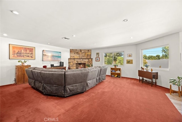 2912 Fragancia Ave, Hacienda Heights, CA 91745 - carpeted living area featuring recessed lighting and a fireplace