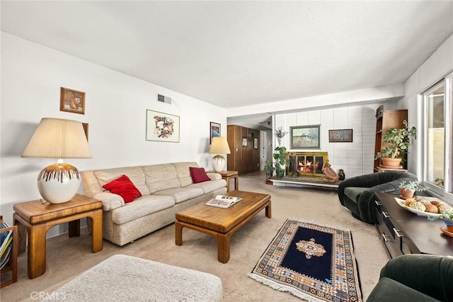 2912 Fragancia Ave, Hacienda Heights, CA 91745 - living area featuring carpet and a glass covered fireplace
