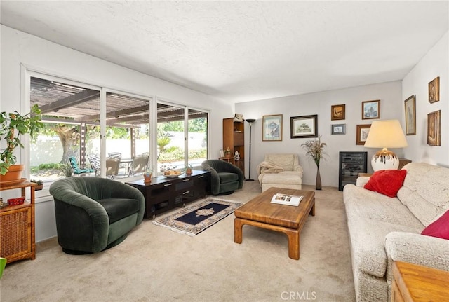 2912 Fragancia Ave, Hacienda Heights, CA 91745 - living area featuring carpet floors and a textured ceiling