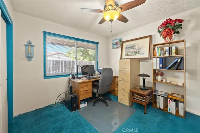 2912 Fragancia Ave, Hacienda Heights, CA 91745 - office area with a textured ceiling and ceiling fan