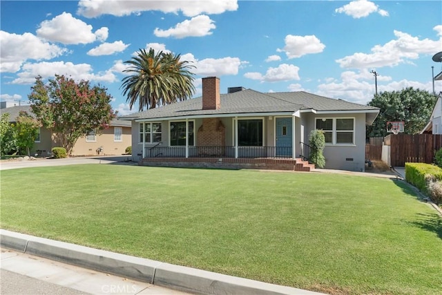 33 Miner St, Bakersfield, CA 93305 - single story home featuring a chimney, a porch, and roof with shingles