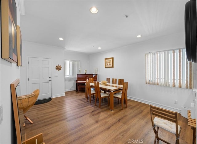 565 E San Jose Ave Unit 204, Burbank, CA 91501 - dining space with wood finished floors, recessed lighting, and crown molding
