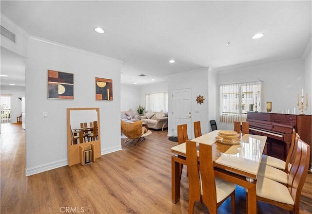565 E San Jose Ave Unit 204, Burbank, CA 91501 - dining space featuring ornamental molding, wood finished floors, and recessed lighting