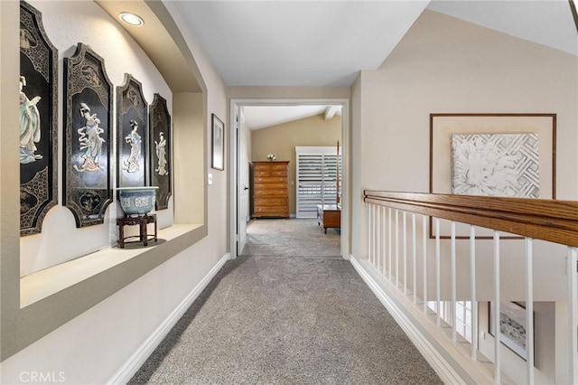 1610 Via Estrella, Pomona, CA 91768 - hallway with lofted ceiling and carpet