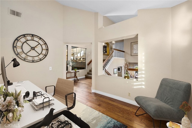 1610 Via Estrella, Pomona, CA 91768 - home office featuring hardwood / wood-style flooring and vaulted ceiling