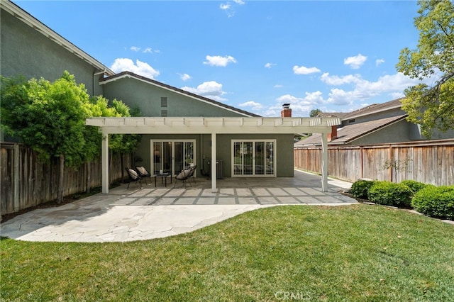 3705 Cypress Ln, Yorba Linda, CA 92886 - back of house with stucco siding, a pergola, and a fenced backyard