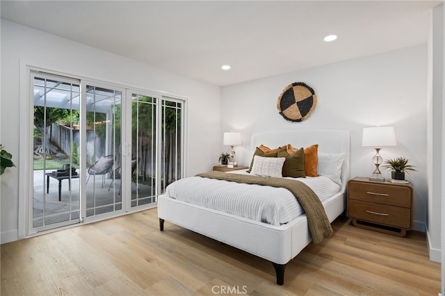 3705 Cypress Ln, Yorba Linda, CA 92886 - bedroom with access to exterior, light wood-style flooring, and recessed lighting