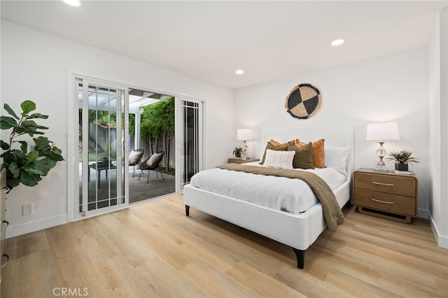3705 Cypress Ln, Yorba Linda, CA 92886 - bedroom with access to exterior, light wood-type flooring, and recessed lighting