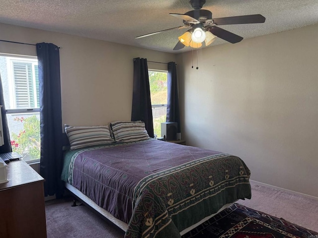 1826 Via Cuarto, Oceanside, CA 92056 - carpeted bedroom featuring a textured ceiling and a ceiling fan