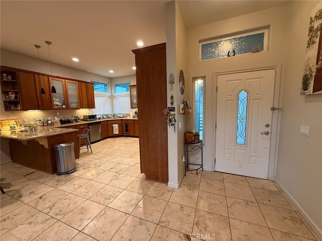 1324 Pinetree Dr, Frazier Park, CA 93225 - foyer entrance featuring light tile patterned flooring and recessed lighting