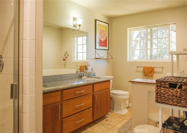 1324 Pinetree Dr, Frazier Park, CA 93225 - bathroom featuring double vanity, tile patterned flooring, and a shower with door