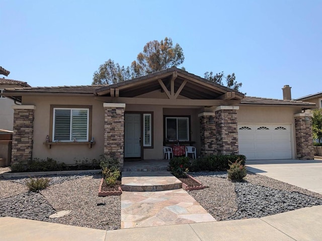 2706 Valleycreek Cir, Chula Vista, CA 91914 - view of front of house featuring stucco siding, a porch, a garage, concrete driveway, and a tile roof