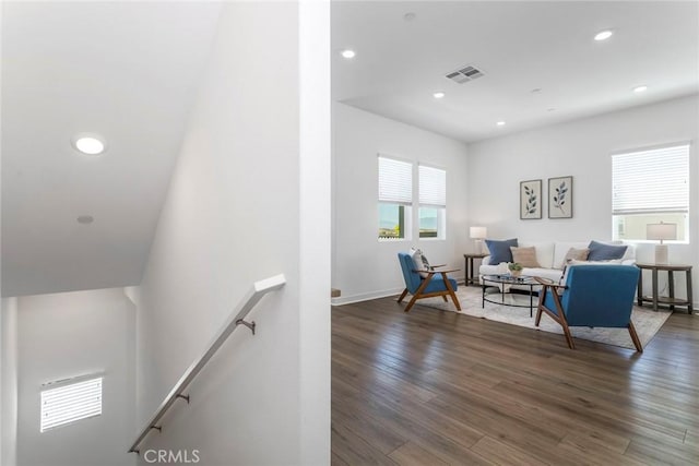 27554 Sparrow Ct, Valencia, CA 91381 - living area with dark wood-type flooring and recessed lighting