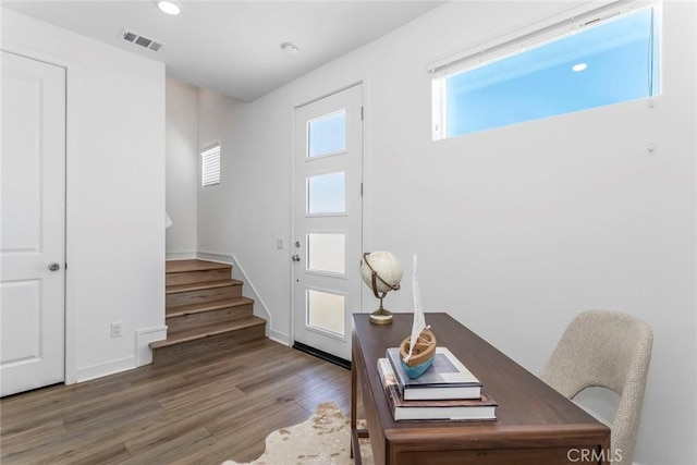27554 Sparrow Ct, Valencia, CA 91381 - home office with wood finished floors and recessed lighting