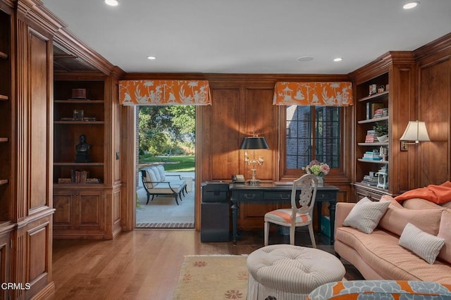 1370 Hillcrest Ave, Pasadena, CA 91106 - office featuring recessed lighting, wood finished floors, and ornamental molding