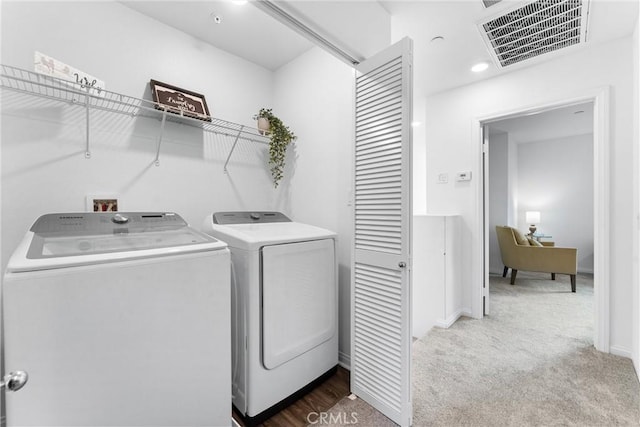 14053 Spurlock Ln Unit 3, Gardena, CA 90247 - laundry area featuring independent washer and dryer, carpet floors, and recessed lighting