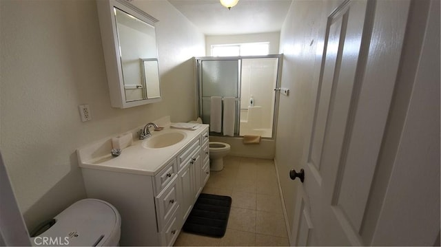 1729 N Deer Trl, Landers, CA 92285 - full bathroom with vanity, shower / bath combination with glass door, and tile patterned floors