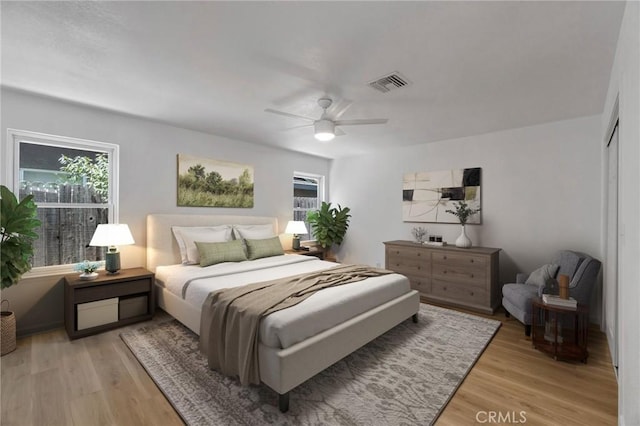 1534 Princeton Ave, Madera, CA 93637 - bedroom with light wood-type flooring and ceiling fan