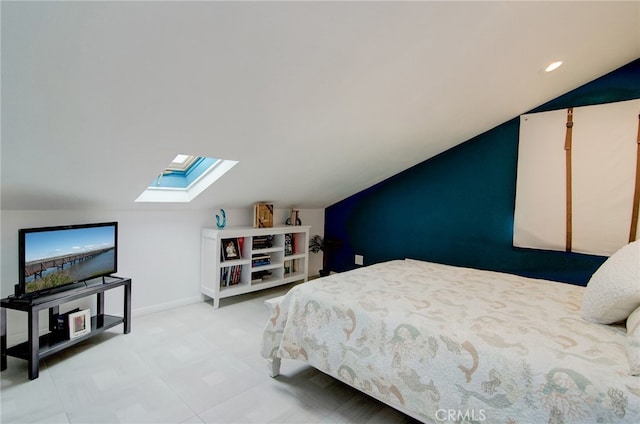 17072 5th St Unit A, Sunset Beach, CA 90742 - bedroom featuring a skylight and vaulted ceiling