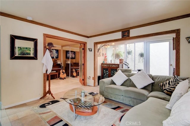 17072 5th St Unit A, Sunset Beach, CA 90742 - living room with ornamental molding and baseboards