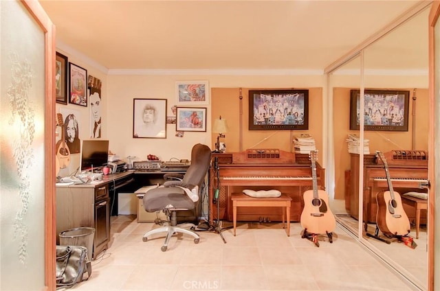 17072 5th St Unit A, Sunset Beach, CA 90742 - office area with ornamental molding and tile patterned floors