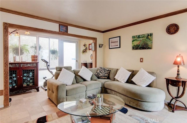 17072 5th St Unit A, Sunset Beach, CA 90742 - living area featuring ornamental molding and light tile patterned floors