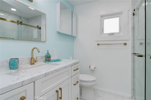 17072 5th St Unit A, Sunset Beach, CA 90742 - full bath featuring marble finish flooring, vanity, and a marble finish shower