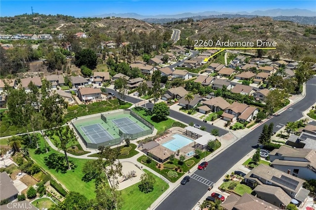 2260 Ardemore Dr, Fullerton, CA 92833 - aerial view of property's location with mountains and nearby suburban area