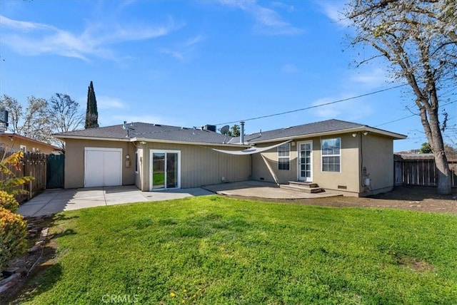404 W Robinson Ave, Fresno, CA 93705 - rear view of property featuring a patio, a fenced backyard, entry steps, and stucco siding