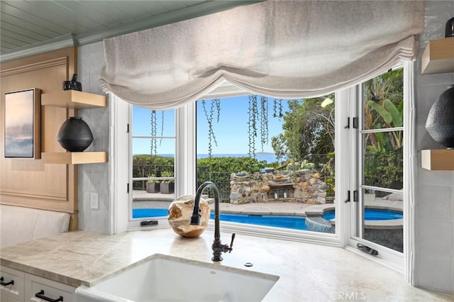2570 Queda Way, Laguna Beach, CA 92651 - kitchen with a sink and white cabinets