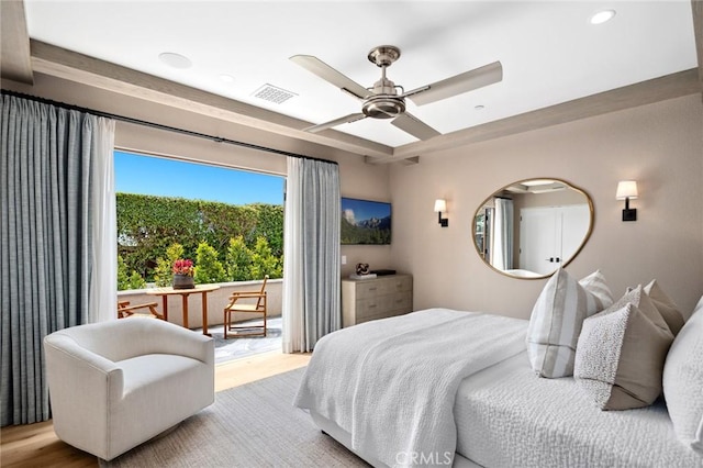 2570 Queda Way, Laguna Beach, CA 92651 - bedroom with wood finished floors, recessed lighting, and a ceiling fan