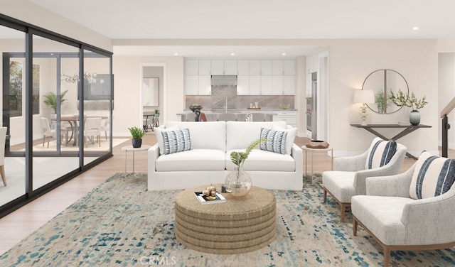 2064 E Pearl St, Encinitas, CA 92024 - living room with light wood finished floors and recessed lighting