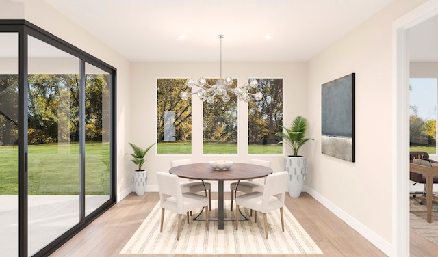 2064 E Pearl St, Encinitas, CA 92024 - dining room featuring light wood-style flooring, plenty of natural light, a chandelier, and recessed lighting