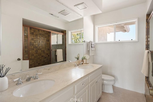 2443 Windward Ln, Newport Beach, CA 92660 - bathroom with double vanity and an enclosed shower
