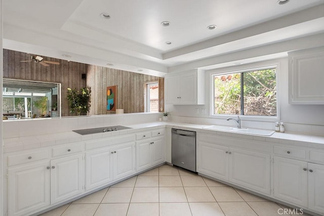 2443 Windward Ln, Newport Beach, CA 92660 - kitchen featuring tile countertops, healthy amount of natural light, and dishwasher