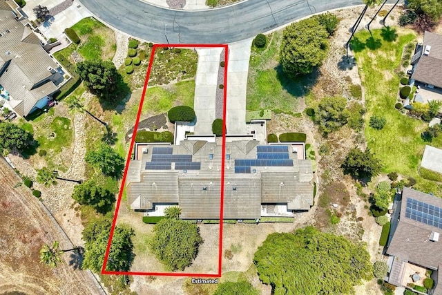 61 Via Larga Vis, Bonsall, CA 92003 - aerial view of property and surrounding area featuring property boundaries highlighted