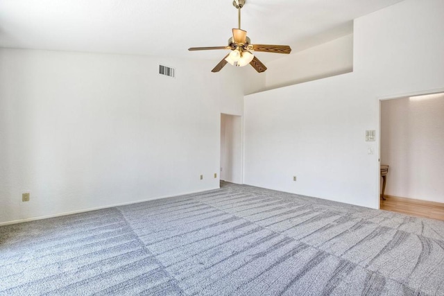 61 Via Larga Vis, Bonsall, CA 92003 - unfurnished room with carpet floors, ceiling fan, and a high ceiling