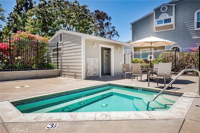 33144 Ocean Rdg, Dana Point, CA 92629 - view of pool featuring an outbuilding, a patio, and a swimming pool