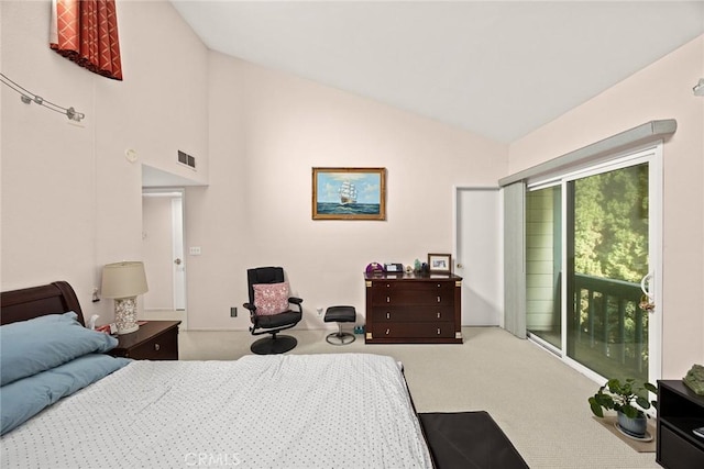 513 N Chandler Ave Unit E, Monterey Park, CA 91754 - bedroom with carpet flooring, vaulted ceiling, and access to outside