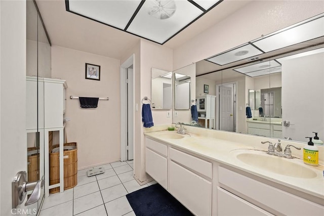 513 N Chandler Ave Unit E, Monterey Park, CA 91754 - full bathroom with double vanity and tile patterned flooring