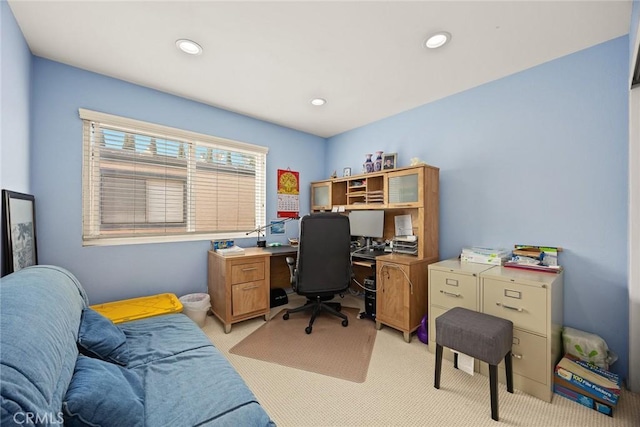 513 N Chandler Ave Unit E, Monterey Park, CA 91754 - home office with light colored carpet and recessed lighting